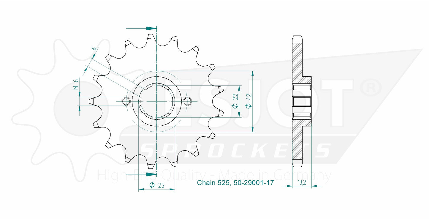 Pignon 17 Dents - Pas 525 - Similaire JTF291