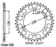 Couronne Acier 39 Dents - Pas 525 - Similaire JTR1300