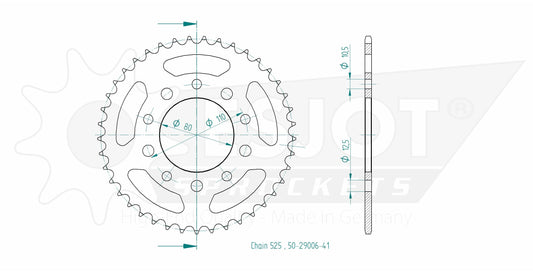 Couronne Acier 41 Dents - Pas 525 - Similaire JTR1332