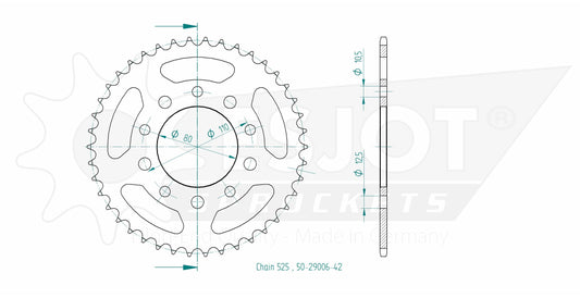 Couronne Acier 42 Dents - Pas 525 - Similaire JTR1332