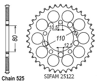 Couronne Acier 45 Dents - Pas 525 - Similaire JTR1332