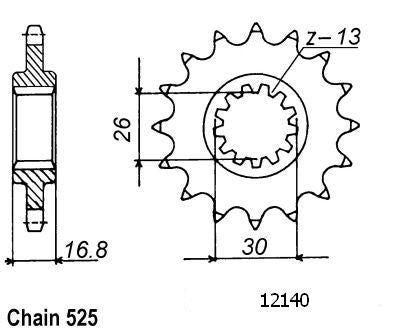 Pignon 16 Dents - Pas 525 - Similaire JTF1370