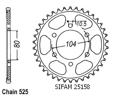 Couronne Acier 41 Dents - Pas 525 - Similaire JTR1489