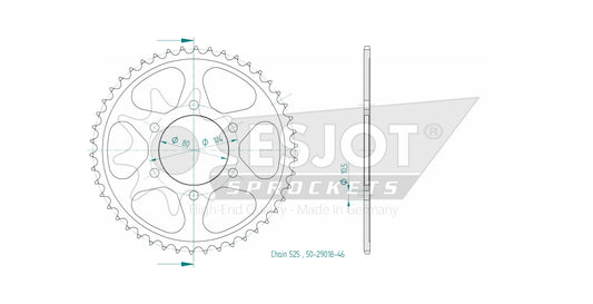Couronne Acier 46 Dents - Pas 525 - Similaire JTR1489