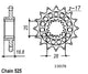 Pignon 16 Dents - Pas 525 - Similaire JTF704