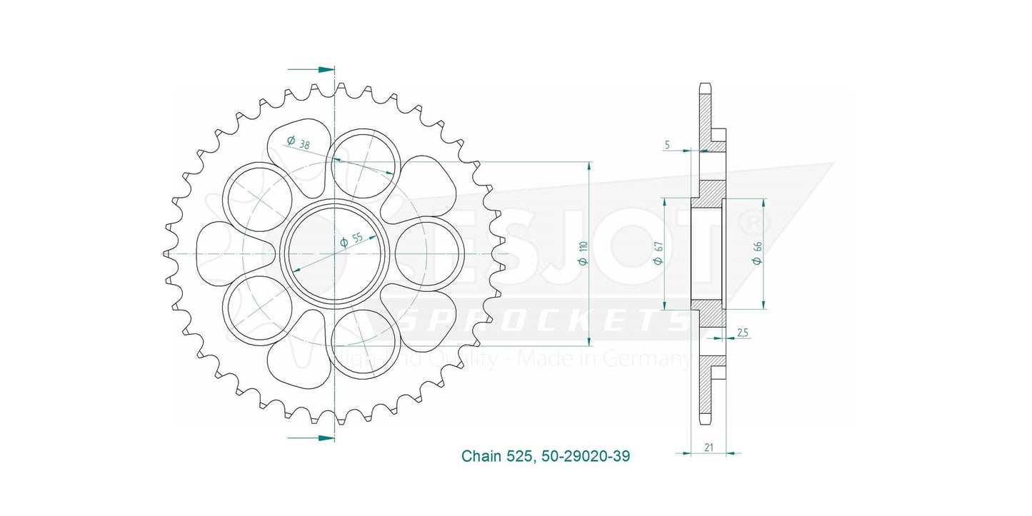 Couronne Acier 39 Dents - Pas 525 - Similaire JTR752