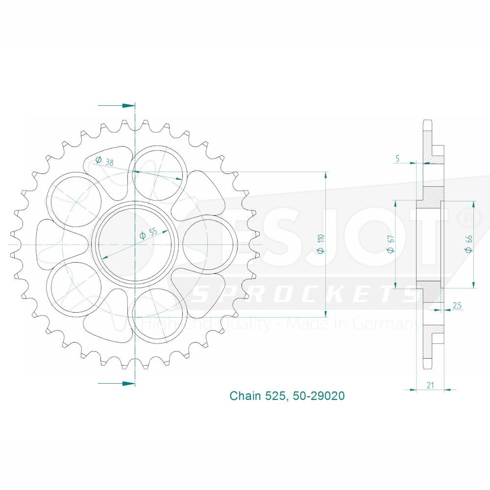 Couronne Acier 41 Dents - Pas 525 - Similaire JTR752