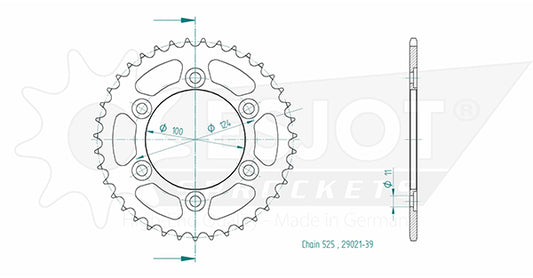 Couronne Acier 39 Dents - Pas 525 - Similaire JTR745