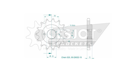 Pignon 15 Dents - Pas 525 - Similaire JTF740