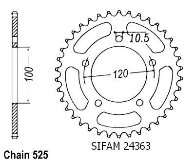 Couronne Acier 44 Dents - Pas 525 - Similaire JTR702
