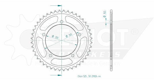 Couronne Acier 44 Dents - Pas 525 - Similaire JTR1792