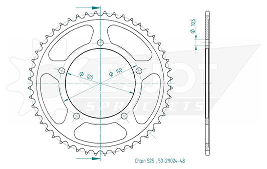 Couronne Acier 48 Dents - Pas 525 - Similaire JTR1792