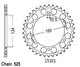 Couronne Acier 41 Dents - Pas 525 - Similaire JTR1307