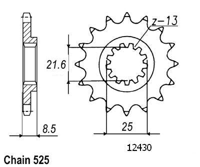 Pignon 17 Dents - Pas 525 - Similaire JTF1537