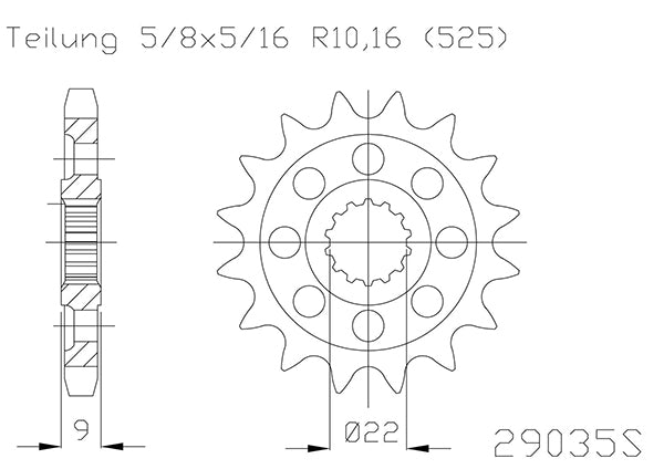 Pignon Ultralight 16 Dents - Pas 525 - Similaire JTF782