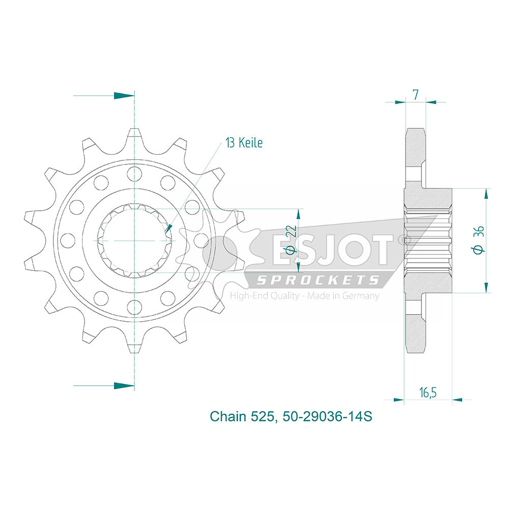 Pignon Ultralight 14 Dents - Pas 525 - Similaire JTF741