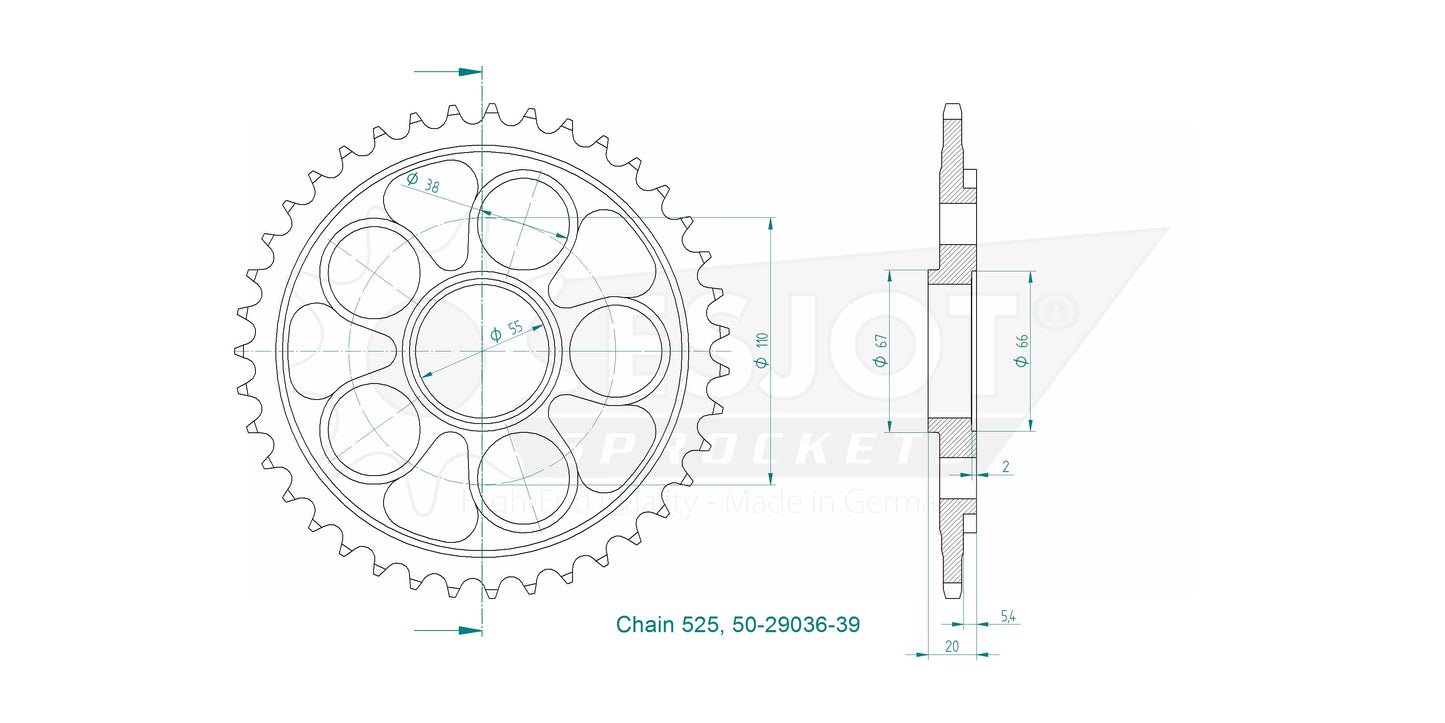 Couronne Acier 39 Dents - Pas 525