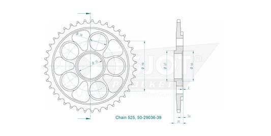 Couronne Acier 39 Dents - Pas 525