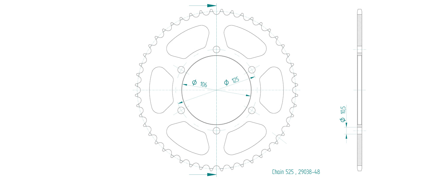 Couronne Acier 48 Dents - Pas 525 - Similaire JTR2014