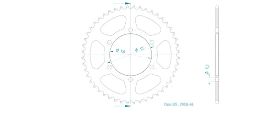 Couronne Acier 48 Dents - Pas 525 - Similaire JTR2014