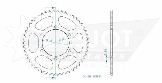Couronne Acier 50 Dents - Pas 525 - Similaire JTR2014