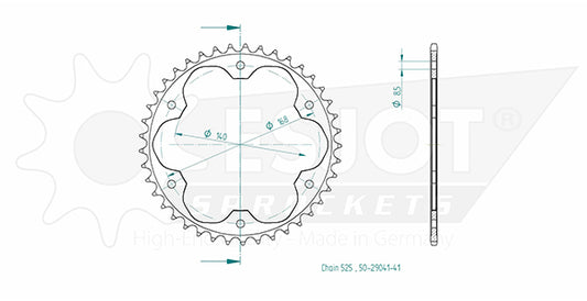 Couronne Acier 41 Dents - Pas 525 - Similaire JTR6