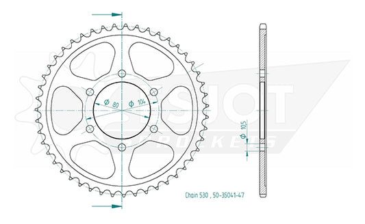 Couronne Acier 47 Dents - Pas 525 - Similaire JTR6