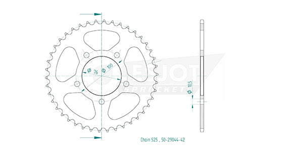 Couronne Acier 42 Dents - Pas 525 - Similaire JTR15