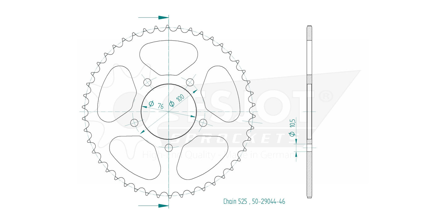 Couronne Acier 46 Dents - Pas 525 - Similaire JTR15