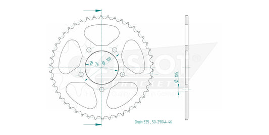 Couronne Acier 46 Dents - Pas 525 - Similaire JTR15