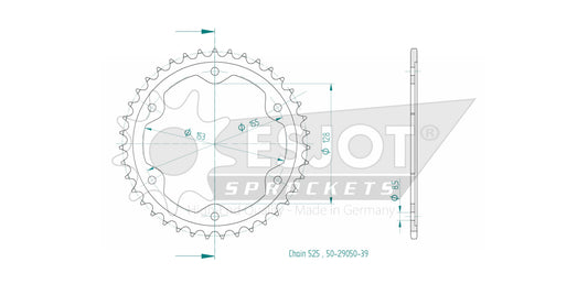 Couronne Acier 39 Dents - Pas 525 - Similaire JTR893