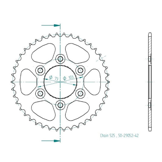 Couronne Acier 42 Dents - Pas 525 - Similaire JTR765