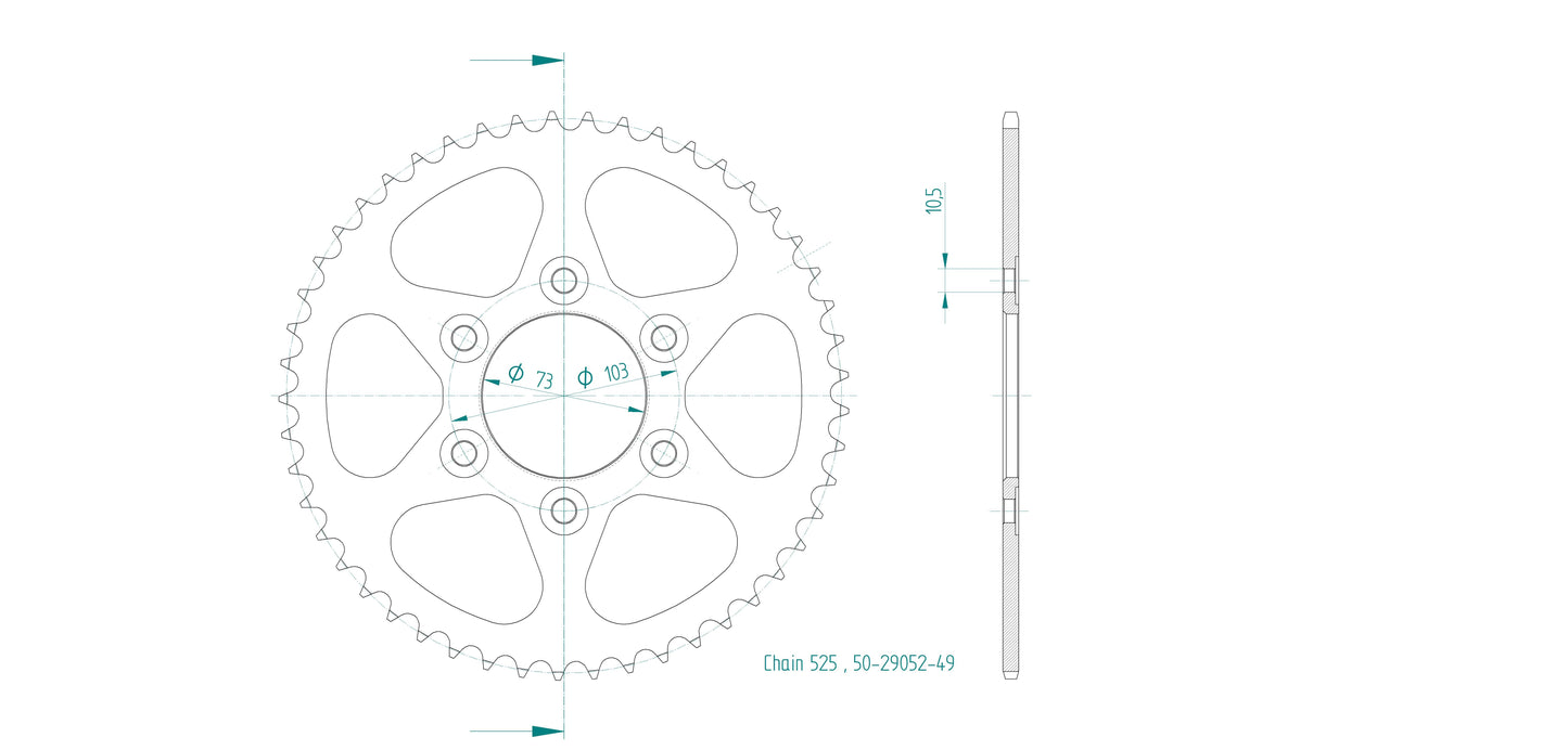 Couronne Acier 49 Dents - Pas 525 - Similaire JTR765