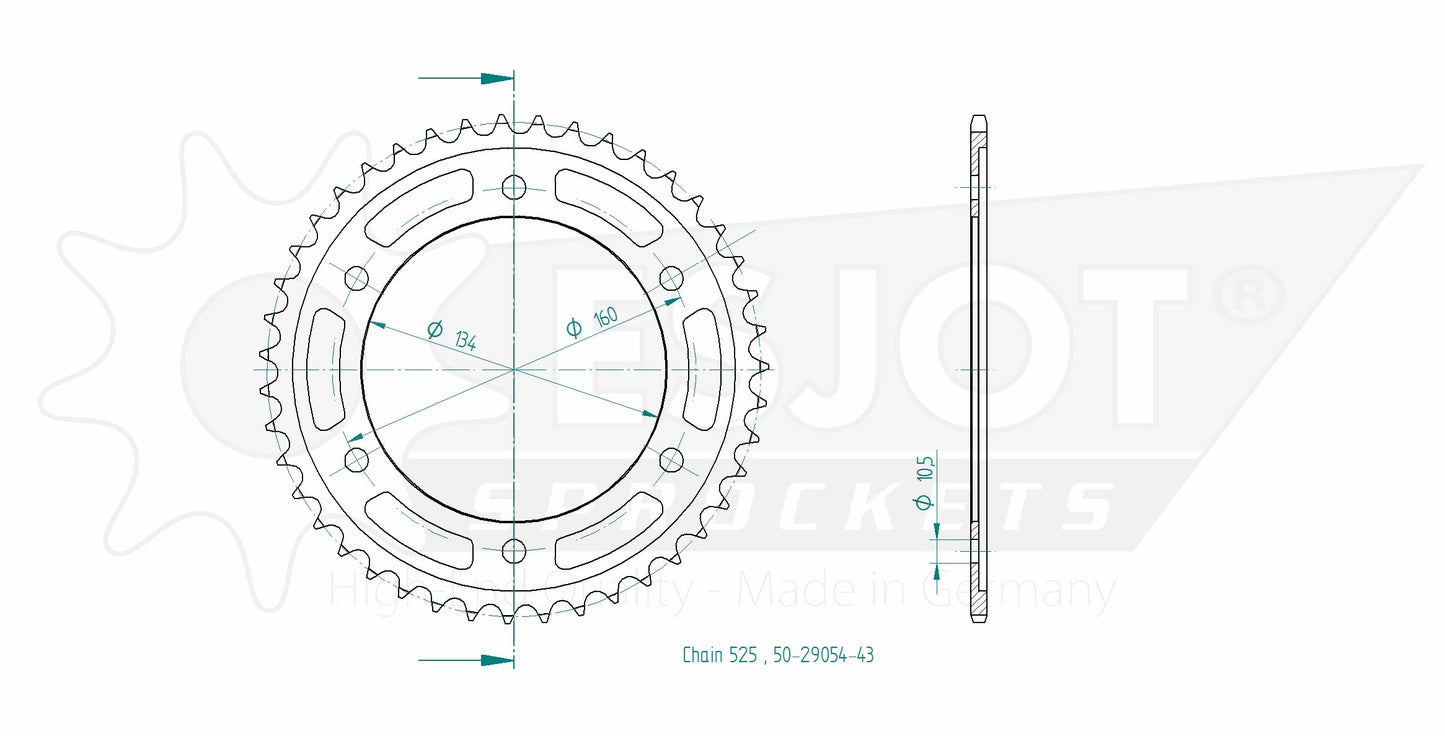 Couronne Acier 43 Dents - Pas 525 - Similaire JTR1317