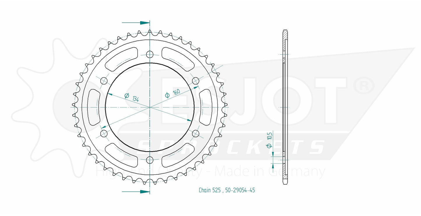Couronne Acier 45 Dents - Pas 525 - Similaire JTR1317