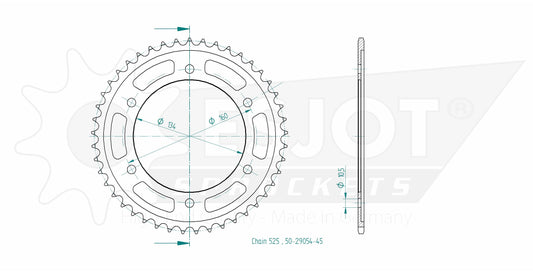 Couronne Acier 45 Dents - Pas 525 - Similaire JTR1317