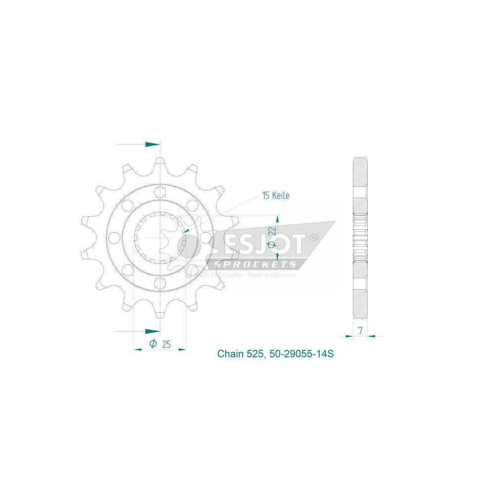 Pignon Ultralight 14 Dents - Pas 525 - Similaire JTF1025