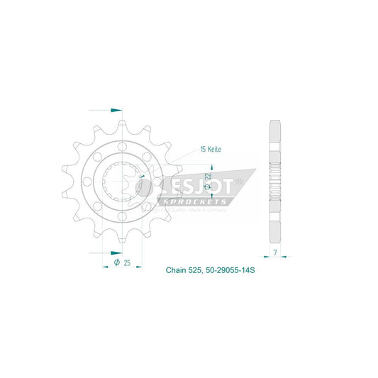 Pignon Ultralight 14 Dents - Pas 525 - Similaire JTF1025