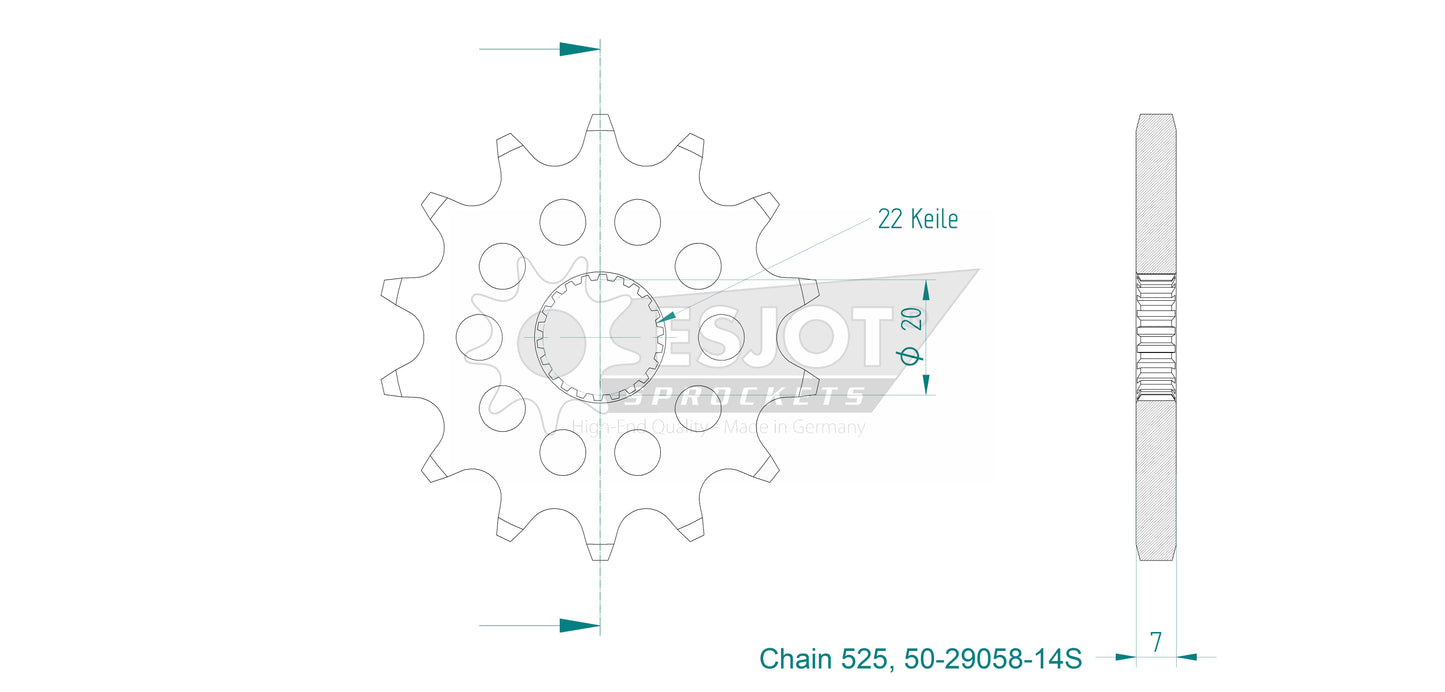 Pignon Ultralight 14 Dents - Pas 525