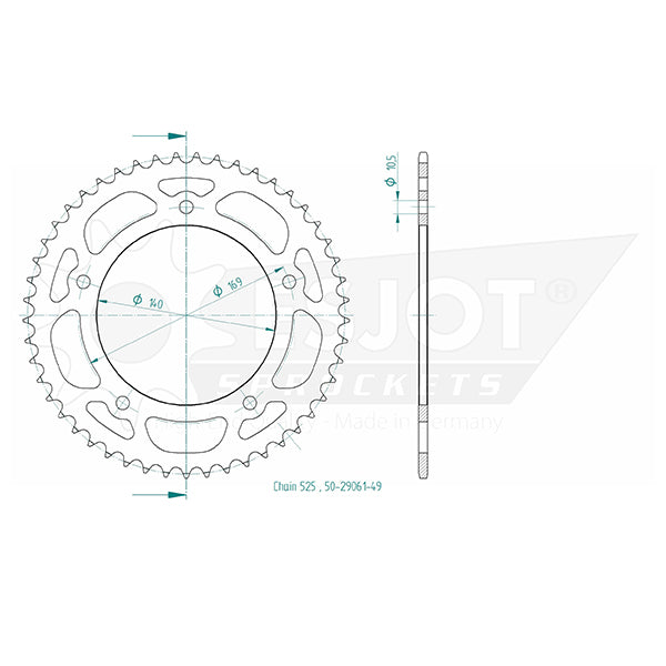 Couronne Acier 49 Dents - Pas 525