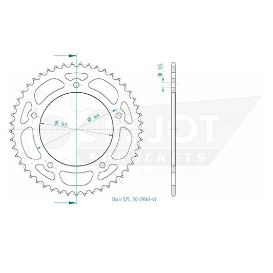 Couronne Acier 49 Dents - Pas 525