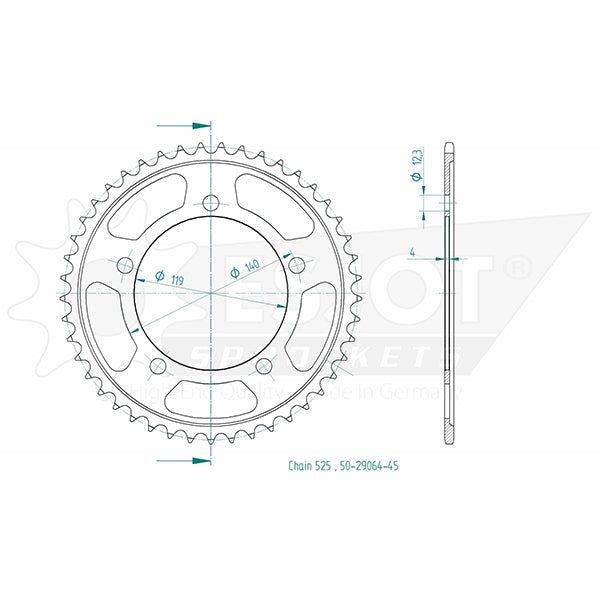 Couronne Acier 45 Dents - Pas 525 - Similaire JTR10