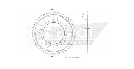 Couronne Acier 46 Dents - Pas 525 - Similaire JTR10
