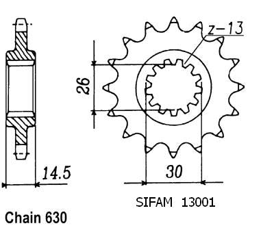 Pignon 15 Dents - Pas 630 - Similaire JTF330