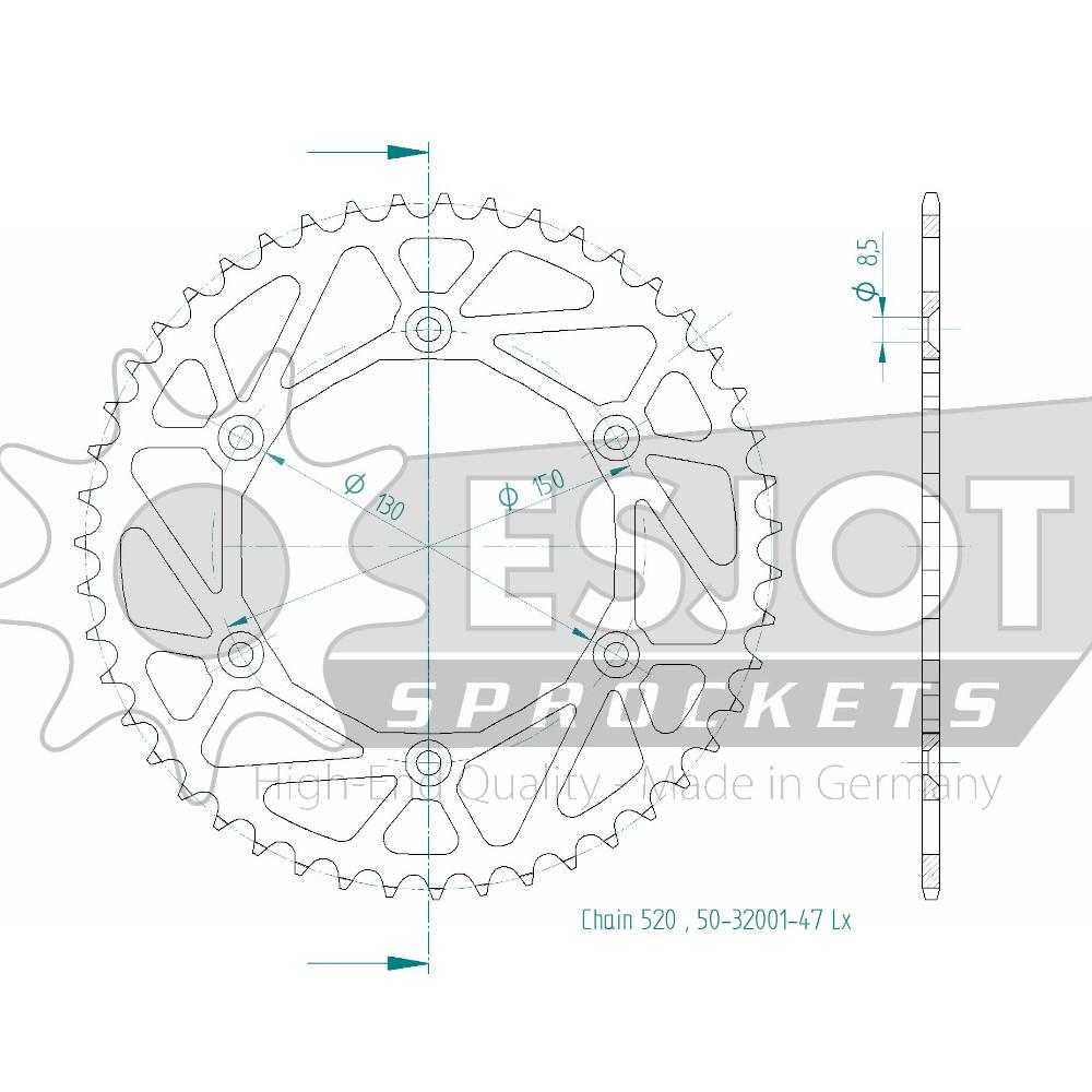 Couronne Acier Ultralight 47 Dents - Pas 520 - Similaire JTR245/2