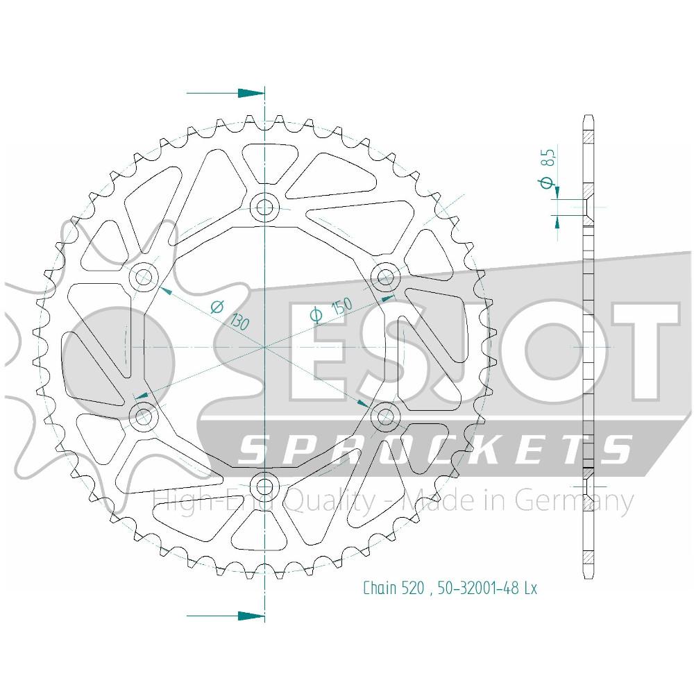 Couronne Acier Ultralight 48 Dents - Pas 520 - Similaire JTR245/2