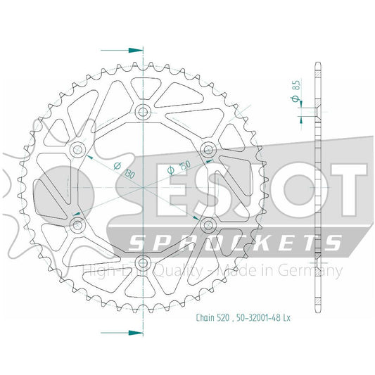 Couronne Acier Ultralight 48 Dents - Pas 520 - Similaire JTR245/2