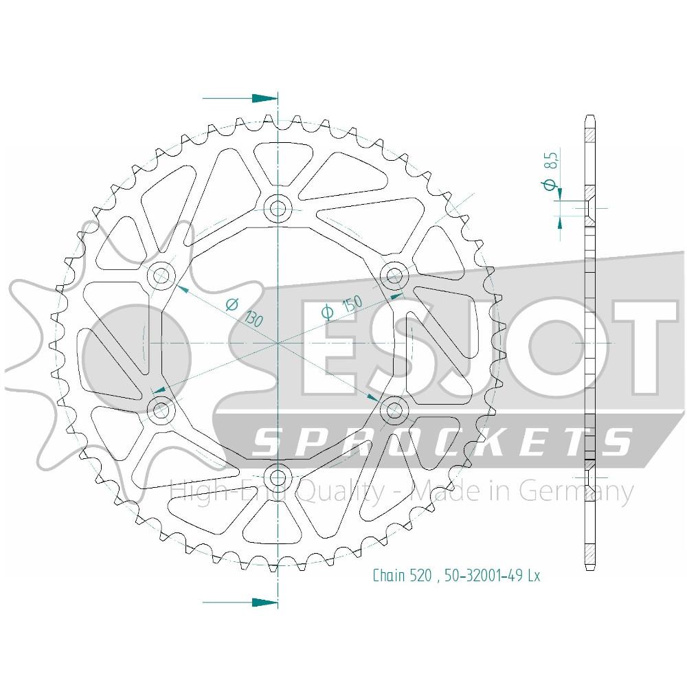 Couronne Acier Ultralight 49 Dents - Pas 520 - Similaire JTR245/2