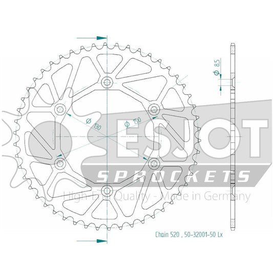 Couronne Acier Ultralight 50 Dents - Pas 520 - Similaire JTR245/2