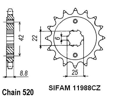 Pignon 16 Dents - Pas 520 - Similaire JTF276